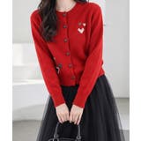 レッド | ハートワンポイントニットカーディガン秋冬 | Miniministore