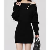 ブラック | ニットワンピースオフショルダーワンピース | Miniministore