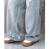 ダメージデニムパンツ ワイドレッグデニム | Miniministore | 詳細画像12 