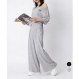 オフショルダートップスワイドパンツセット | Miniministore | 詳細画像1 
