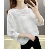 サマーニット 七分袖透かし編みトップス | Miniministore | 詳細画像1 