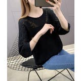 サマーニット 七分袖透かし編みトップス | Miniministore | 詳細画像4 