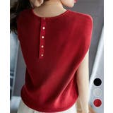 フレンチスリーブサマーニットバックボタン | Miniministore | 詳細画像1 