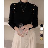 メタルボタンニットトップスプチハイネック | Miniministore | 詳細画像1 