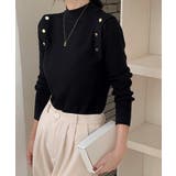 メタルボタンニットトップスプチハイネック | Miniministore | 詳細画像3 
