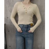 Vネックリブニットトップス ハーフボタン | Miniministore | 詳細画像13