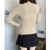 Vネックリブニットトップス ハーフボタン | Miniministore | 詳細画像3