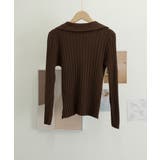 ポロカラー リブニットトップス Vネック | Miniministore | 詳細画像17 