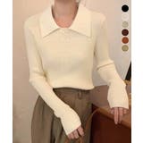 ポロニットトップスきれいめニットセーター | Miniministore | 詳細画像1 