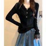 ニットトップス レース切り替えリブニット | Miniministore | 詳細画像6 