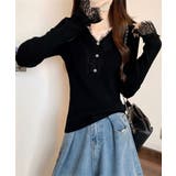 ニットトップス レース切り替えリブニット | Miniministore | 詳細画像7 