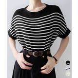 ボーダー柄サマーニット ドルマンスリーブ | Miniministore | 詳細画像1 