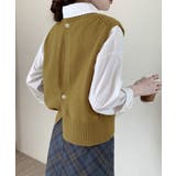 ケーブル編み ニットベスト バックボタン | Miniministore | 詳細画像17 