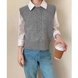 ケーブル編み ニットベスト バックボタン | Miniministore | 詳細画像3 