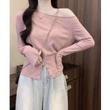 ワンショルダーニットトップス裾ボタン秋服 | Miniministore | 詳細画像13