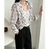 フリル花柄シャツブラウス リボンタイ付き | Miniministore | 詳細画像11 