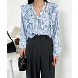 フリル花柄シャツブラウス リボンタイ付き | Miniministore | 詳細画像2 