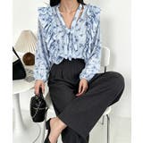 フリル花柄シャツブラウス リボンタイ付き | Miniministore | 詳細画像3 