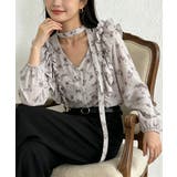 フリル花柄シャツブラウス リボンタイ付き | Miniministore | 詳細画像7 