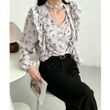 フリル花柄シャツブラウス リボンタイ付き | Miniministore | 詳細画像8 