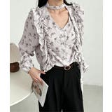 フリル花柄シャツブラウス リボンタイ付き | Miniministore | 詳細画像9 