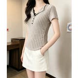 レースドッキングヘンリーネックリブトップ | Miniministore | 詳細画像7 