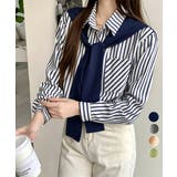 レイヤード風ストライプシャツ胸ポケット服 | Miniministore | 詳細画像1