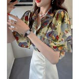 カラフル | 総柄ブラウスダブルフレアスリーブトップス | Miniministore