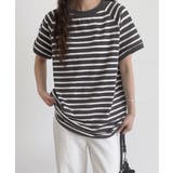 チャコールグレー(ボーダー) | ボーダーTシャツ 半袖チュニックTシャツ | Miniministore