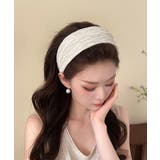 アイボリー | プリーツワイドカチューシャ幅広ヘアバンド | Miniministore