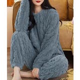 くすみブルー | フリースパジャマ レディース 上下セット | Miniministore