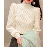 アイボリー | 微起毛 ハイネックレースブラウス 春秋冬 | Miniministore