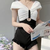 ホワイト*ブラック | ワンピース水着 レディース体型カバー水着 | Miniministore