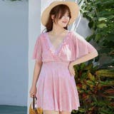 ピンク | 小花柄 ぽっちゃり水着 大きいサイズ温泉 | Miniministore