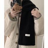 ブラック | ニットマフラー韓国風 無地ニットストール | Miniministore