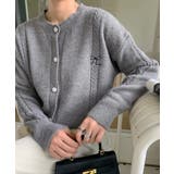 グレー | リボンワンポイントニットカーディガン秋冬 | Miniministore
