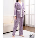 パープル | フリースパジャマ上下セット冬ルームウェア | Miniministore
