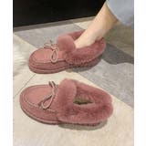 ピンク | モカシン レディース ボアローファー冬靴 | ANGELCLOSET