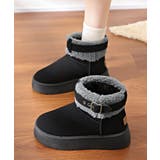 ブラック | 厚底ムートンブーツ 裏起毛ショートブーツ | Miniministore