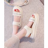 アイボリー | 厚底サンダル レディースギャザーサンダル | Miniministore