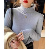 ブルーグレー | 裏起毛ニットトップス レディース 暖かい | Miniministore