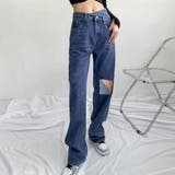 インディゴ | 韓国風 ダメージデニムパンツ レディース | Miniministore