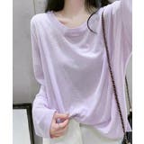 ラベンダー | シアートップス重ね着クルーネックTシャツ | ANGELCLOSET