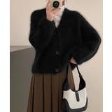 ブラック | シャギーニットショートカーディガン韓国風 | Miniministore