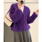 パープル | シャギーニットショートカーディガン韓国風 | Miniministore