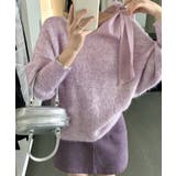 ラベンダー | ラメシャギーニットオフショルダートップス | SUNSHINE CLOSET