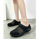 ブラック | 厚底メッシュスニーカーサンダルレディース | Miniministore