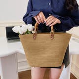 ダークベージュ | かごバッグ 大容量トートバッグ配色カバン | Miniministore