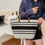 オフホワイト*ブラック | かごバッグ 大容量トートバッグ配色カバン | Miniministore