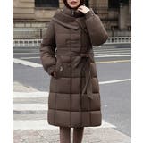 ブラウン | フード付き フェイクダウンコードロング丈 | Miniministore